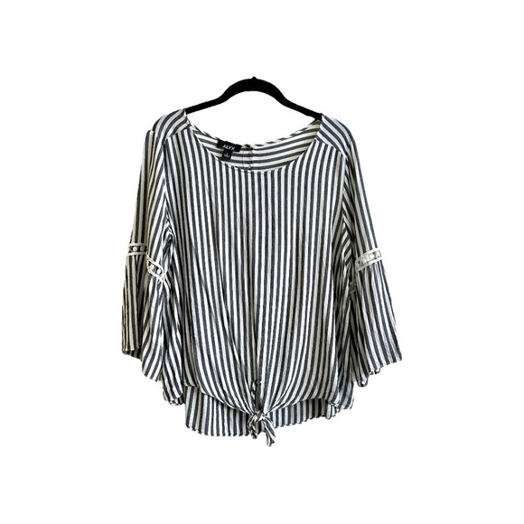 ALYX, WOMENS STRIPE TOP IN BLACK & WHITE. 3/4 SLEEVE, HI-LOW HEM. SIZEL - Picture 1 of 7